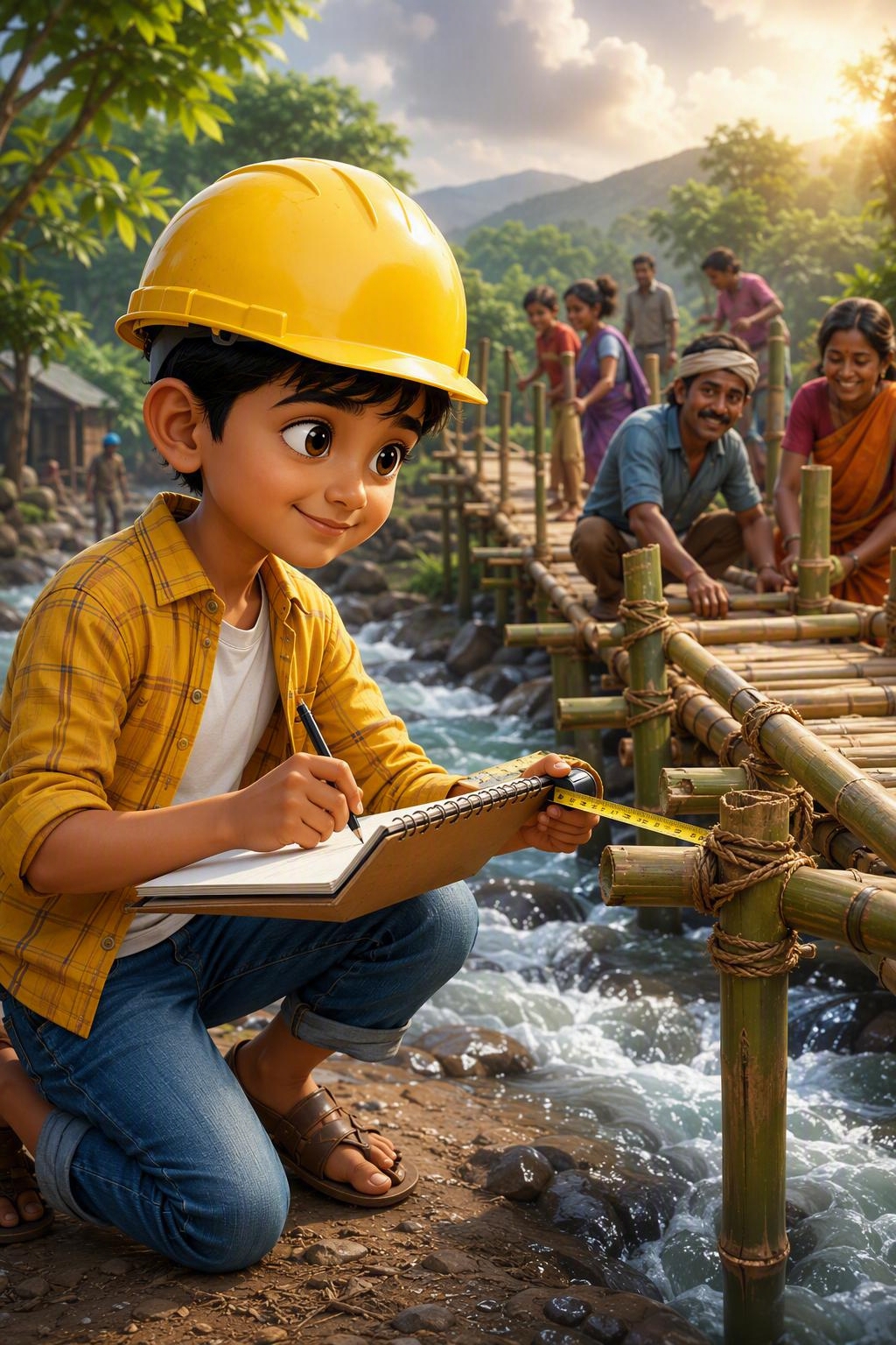 Illustration for Little Engineer, featuring a young Indian child as an engineer.